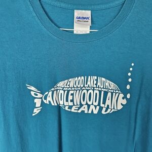Gildan Teal Tee with White Design